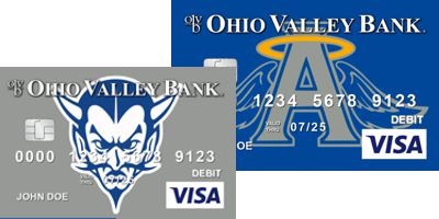 debit cards featuring the gallia academy blue devils and blue angels logos