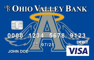 blue debit card featuring gallia academy blue angels logo