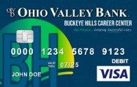 debit card featuring the buckeye hills career center logo and colors