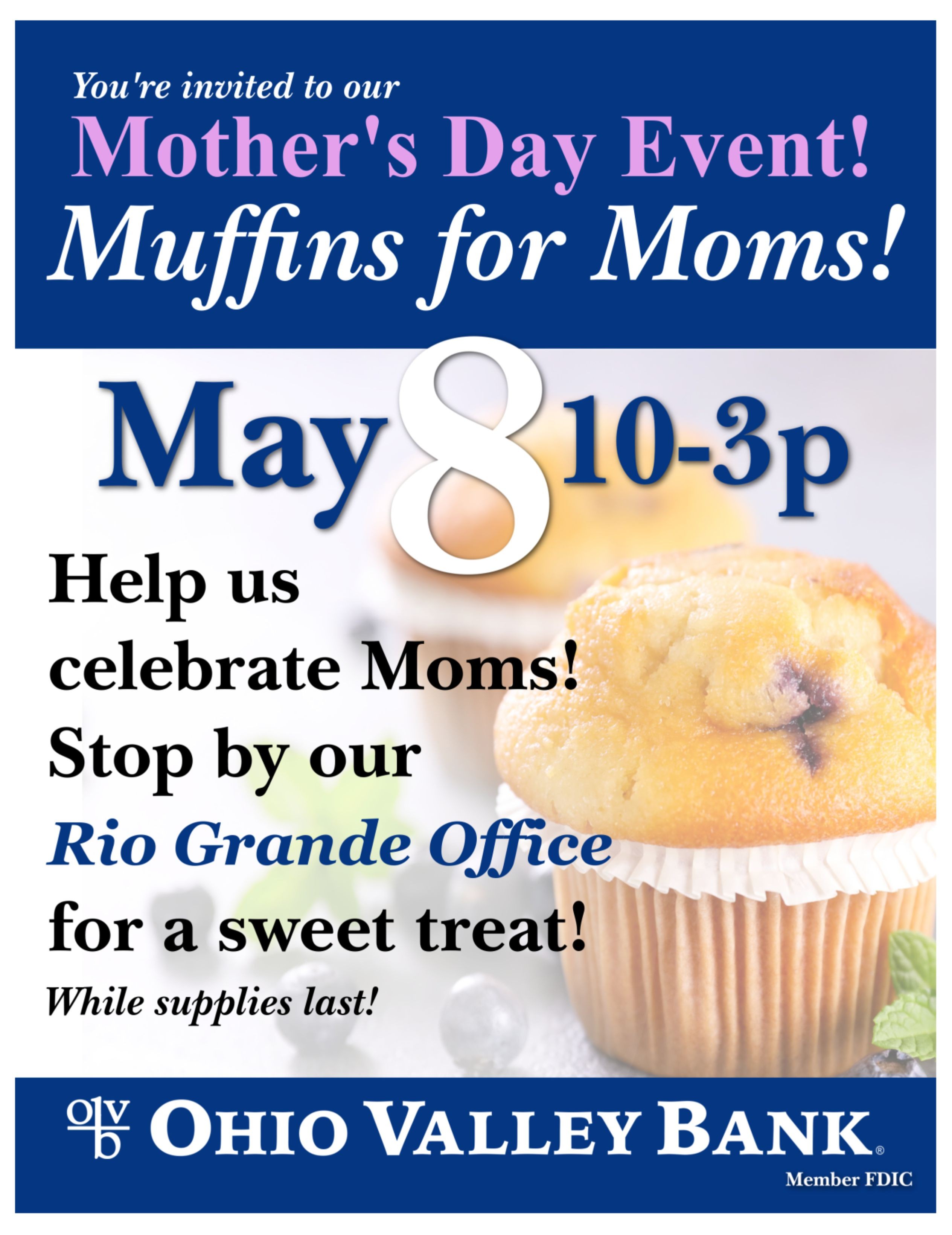 Visit our Rio Grande location on May 8th from 10 a.m. through 3 p.m. for a mother's day event.