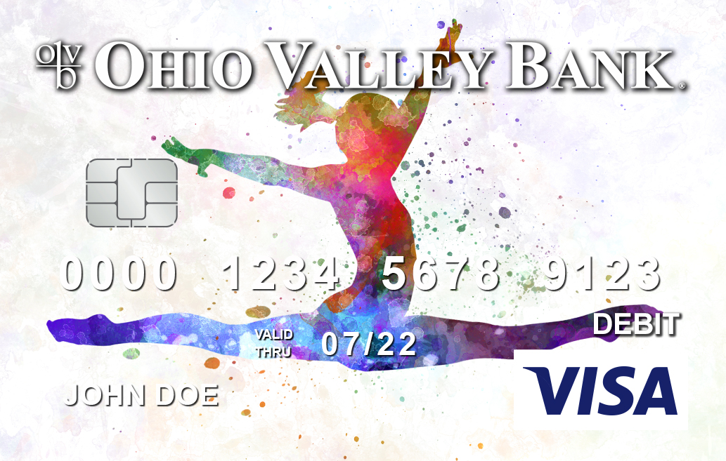 silhouette of gymnast on a debit card