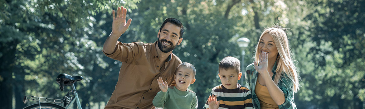 Family enjoying being outside