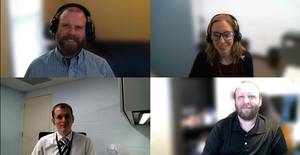collage of people attending a remote meeting