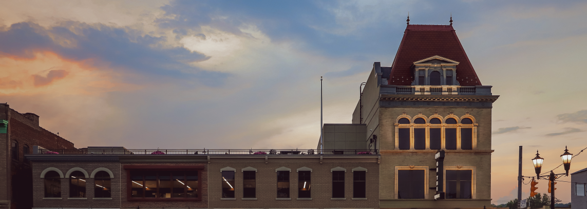 downtown skyline at dusk