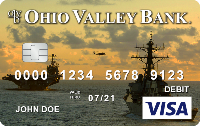 image of military ships at sea, on a debit card